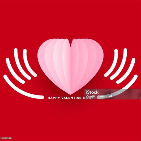 Happy Valentines Day Concept Background With Heart Shape Paper Cut