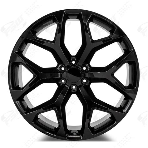 22 Snowflake Style Gloss Black Wheels Fits Chevy Silverado Suburban T Oes Wheels