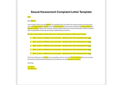 Job Sexual Harassment Letter Template Work Sexual Harassment Template Word Template Simple