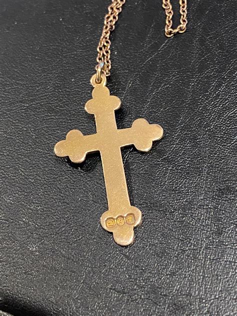 Antique Australian Gold And Seed Pearl Fleur De Lis Cross Pendant By