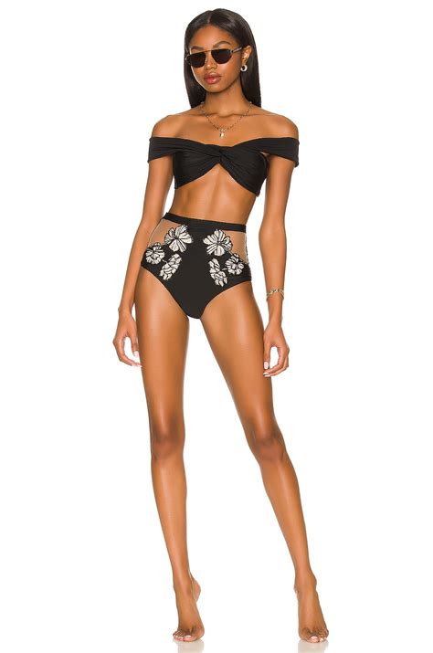 PatBO Off The Shoulder Bikini Top In Black REVOLVE