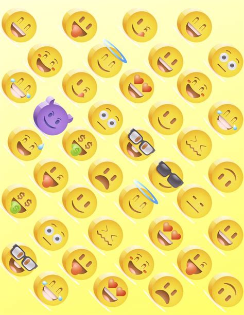 An Image Of Many Different Emoticions On A Yellow Background With The