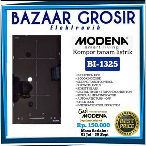 Jual MODENA KOMPOR LISTRIK TANAM INDUKSI BI 1325 BI1325 2 TUNGKU