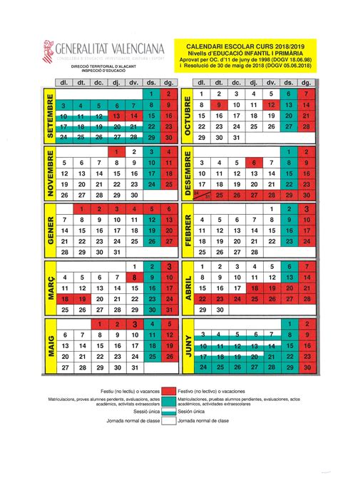 Calendario Escolar Curso Ajuntament De Sant Joan D Alacant