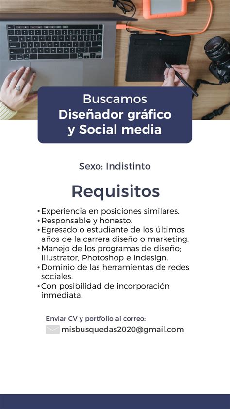 Importante Empresa Busca Diseñador Gráfico y Social Media