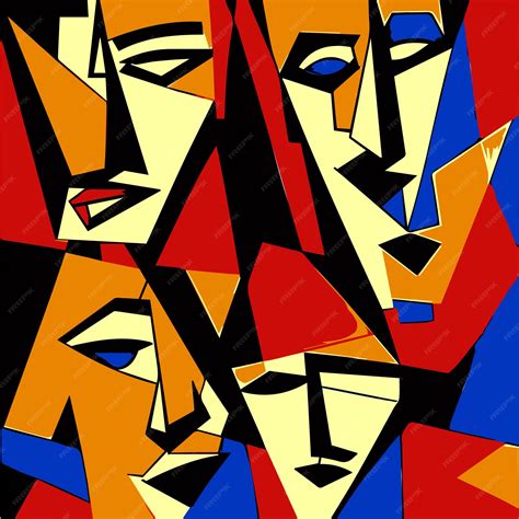 Premium Vector Colorful Background Cubism Art Style Abstract Portrait