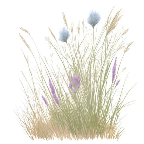 Simple Green Grass Watercolor Painting Illustration Isolated On White