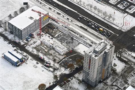 Berlin Von Oben Winterluftbild Baustelle Zum Neubau Eines Wohnhauses