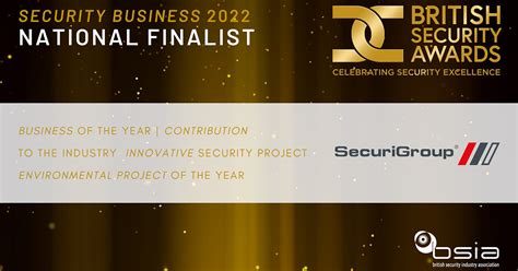 British Security Awards 2022 National Finalists Securigroup Company