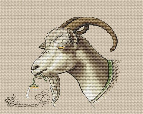 Goat Cross Stitch Pattern Pdf Instant Download Flower Cross Etsy