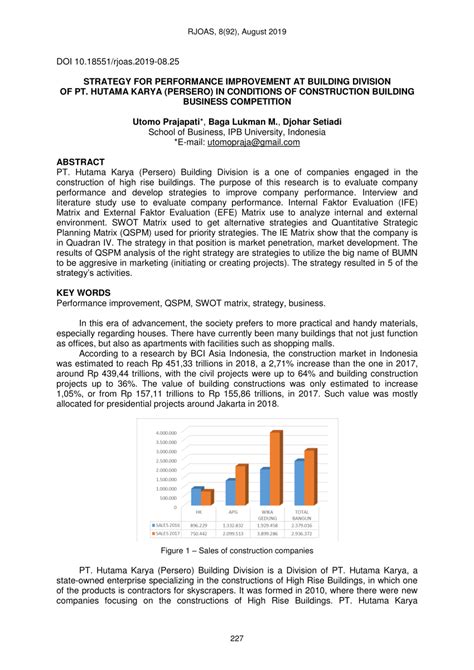 Pdf Strategy For Performance Improvement At Building Division Of Pt