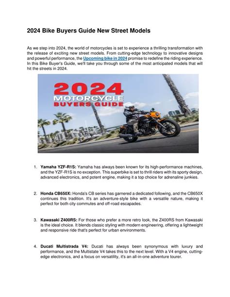 PPT 2024 Bike Buyers Guide New Street Models PowerPoint Presentation