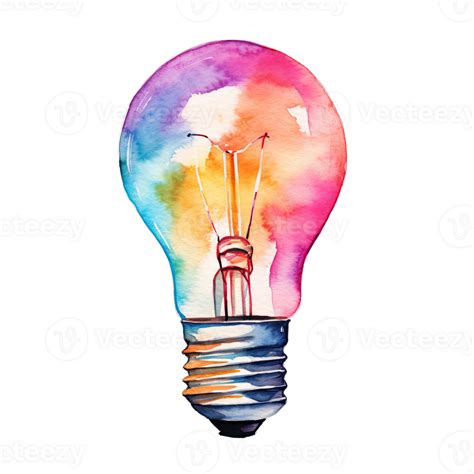 Aquarell Idee Licht Birne Illustration Ai Generativ 25247286 Png