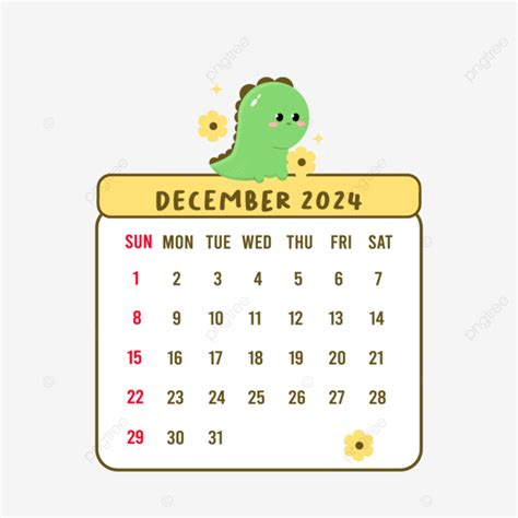 Calendario Diciembre Con Lindos Dinosaurios Vector Png Dibujos