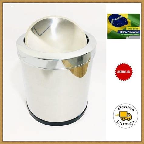 Lixeira Inox Basculante Litros N O Enferruja Banheiro Cozinha Viel