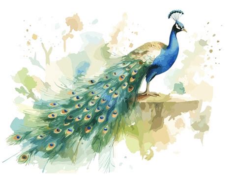 Premium Vector Watercolor Peacock Illustration On White