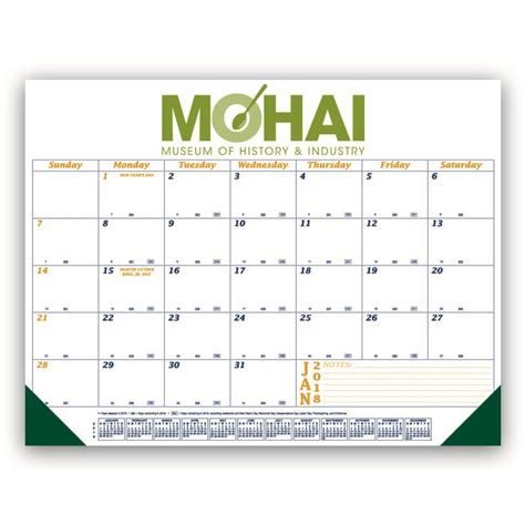 Personalized Desk Pad Calendar With Blue Gold Grid Size X