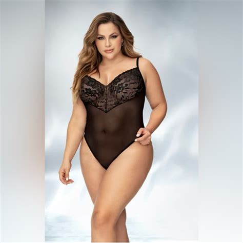 Mapale Intimates Sleepwear Plus Size Mapale One Piece Bodysuit Teddy Lingerie Set Lace Nwt