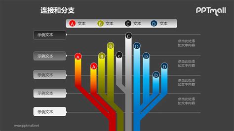 连接与分支——多个分支对比关系ppt模板素材 Pptmall