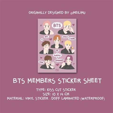 Sticker Sheet Bts Members Meiliana Mulyani