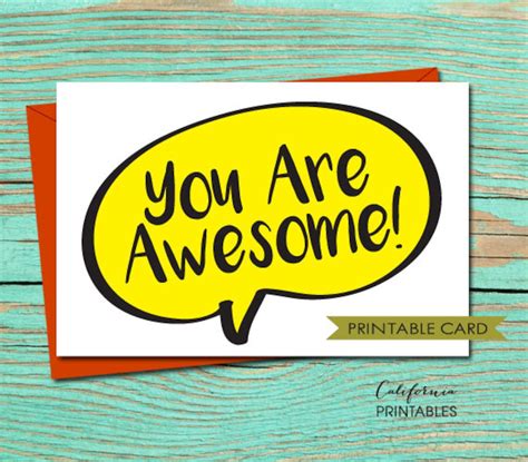 You Are Awesome Printable Card Instant Download Greeting Etsy