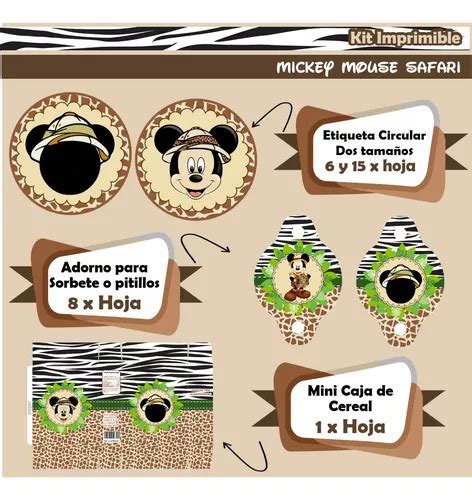 Kit Imprimible Mickey Mouse Safari Mercadolibre