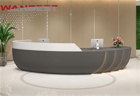 Modern White Oval Curved Front Led Reception Desk