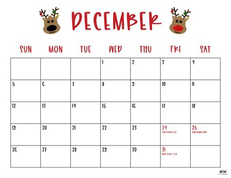 Free Printable December 2021 Calendar - Style 10