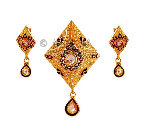 Meenakari Gold Pendant Set Psyg K Gold Pendant Set Pendant