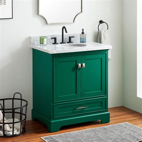 30 Quen Vanity For Undermount Sink Emerald Green Green Bathroom