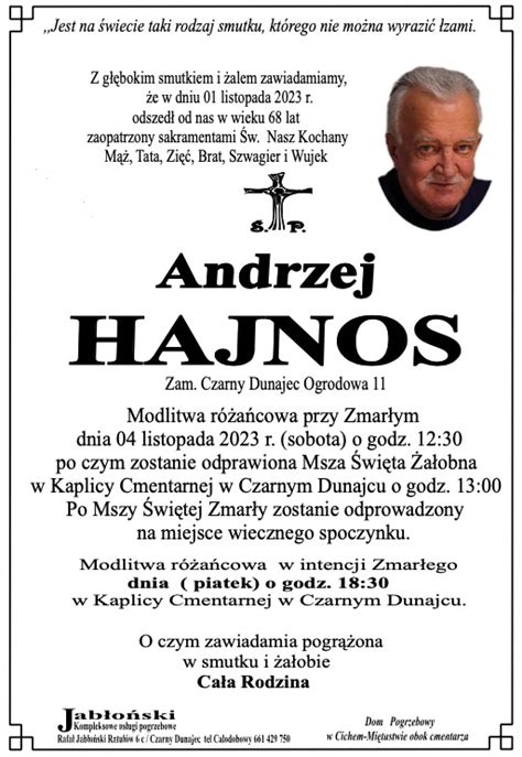 Andrzej Hajnos Nekrologi Podhale Pl