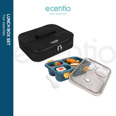 Jual Ecentio Kotak Makan Anti Tumpah Lunch Box Set 850ML Anti Tumpah