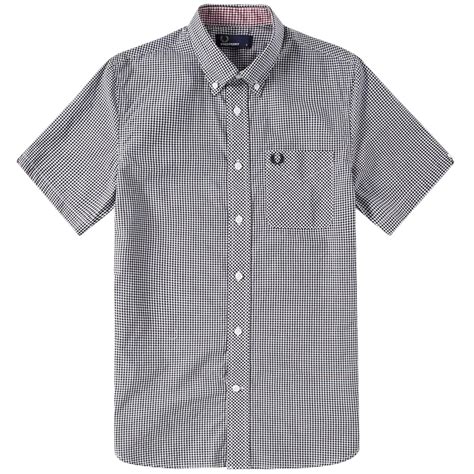 Fred Perry Mens Retro Mod S S Gingham Check Shirt In Black