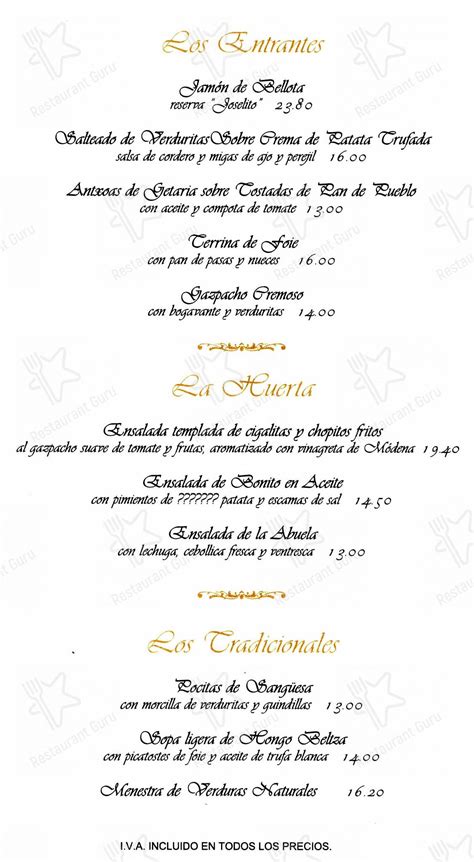 Carta Del Restaurante Beti Jai Aoiz