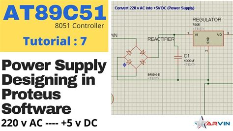 Power Supply Designing In Proteus 120v AC To 5v DC Tutorial 7