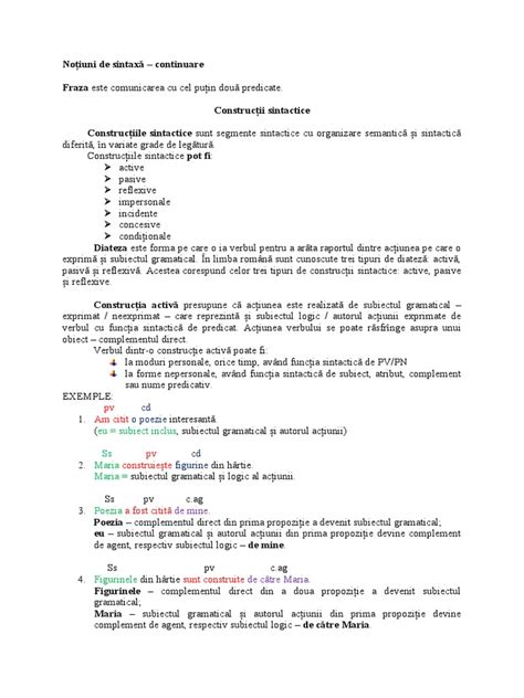 Construcții Sintactice Active Și Pasive Pdf
