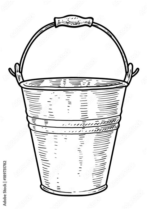 Bucket Illustration Drawing Engraving Ink Line Art Vector Stock