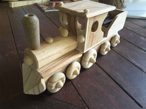 Wooden Train Engine With Coal Tender
