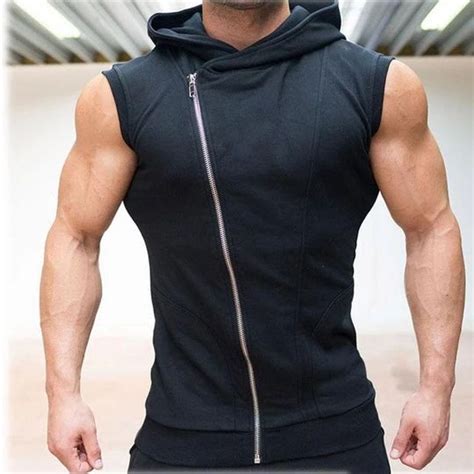 Aolamegs Mens Hoodies Sleeveless Hooded Bodybuilding Fitness Vest Hood