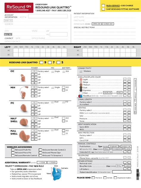 Fillable Online Resound Earmold Order Form Fill Online Printable