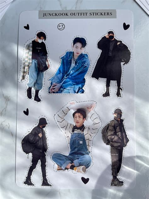 Jungkook Iconic Outfits Sticker Sheet Etsy