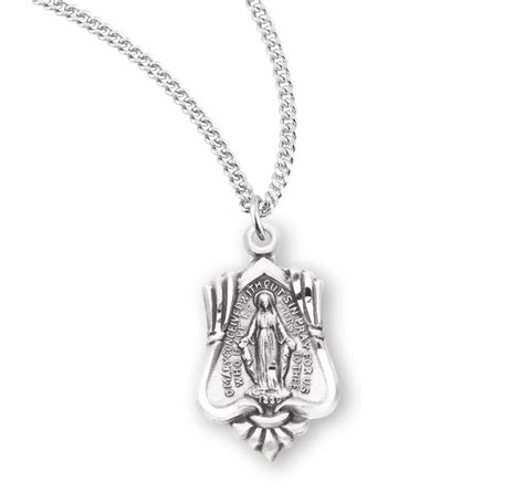 Sterling Silver Miraculous Medal Necklace Pendant Made In Usa