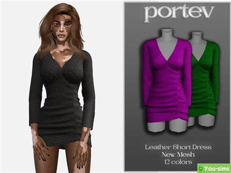 Скачать Платье Leather от portev к Sims 4 You sims