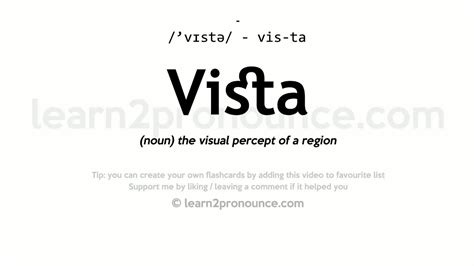 Vista Meaning : | meaning, pronunciation, translations and examples. - Grodonix