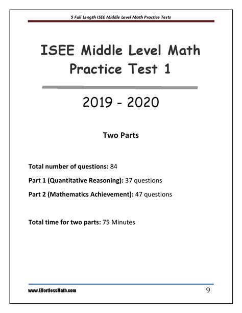 5 Full Length Isee Middle Level Math Practice Tests The Practice You