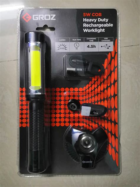 Groz In Rechargeable W Cob Worklight With Dual Charging Options