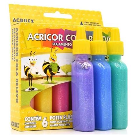 Cola Relevo Agricor Crystal Jelly Glitter 20g 6 Cores Acrilex