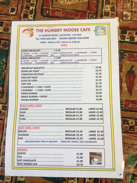 Menu and Dining Information for the Hungry Goose 36