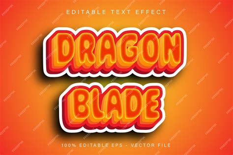 Premium Vector Dragon Blade Editable Text Effect Cartoon Modern Style