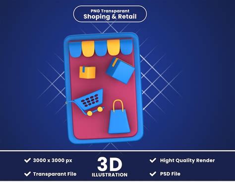 Premium PSD 3d Illustration Of Online Shop